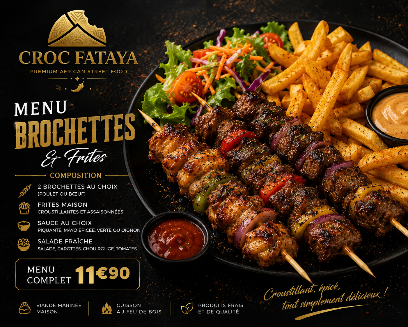 Brochettes et frites