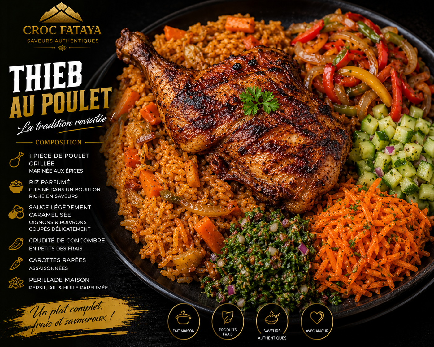 Thiéb poulet crudité